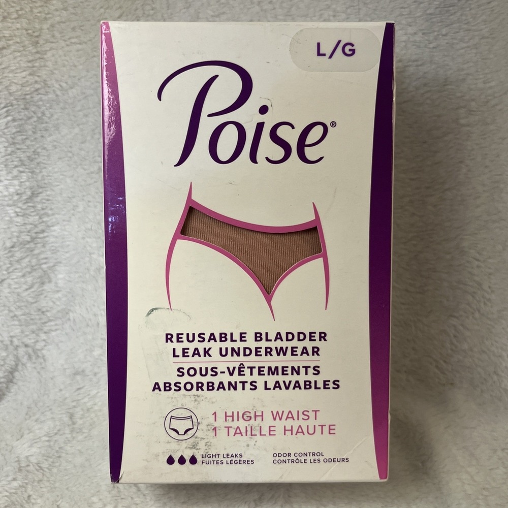 Poise Reusable Bladder Leak Underwear, 1 Pair High Waist, Size Large